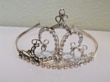 Small Vintage Metal  Tiara with Rhinestones
