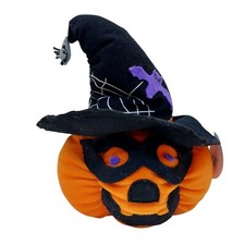 Chrisha Playful Plush Jack O Lantern Pumpkin wearing mask hat Stuffed 6" 1988