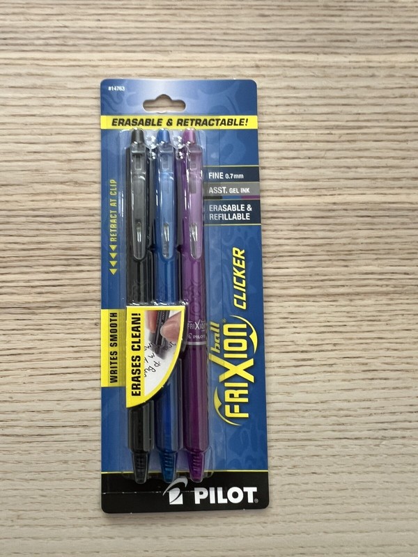 Pilot Frixion Clicker Retractable Gel Pens, Fine 0.7mm, Assorted Ink, 3 Packs