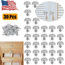 30 PCS Stainless Steel Door Knobs Cabinet Handles Cupboard Drawer Kitchen Pulls
