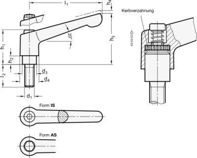 Verstellbarer Klemmhebel M10 Edelstahl - Maschinengriff Verstellbar Mit Innengewinde (1 Stück)