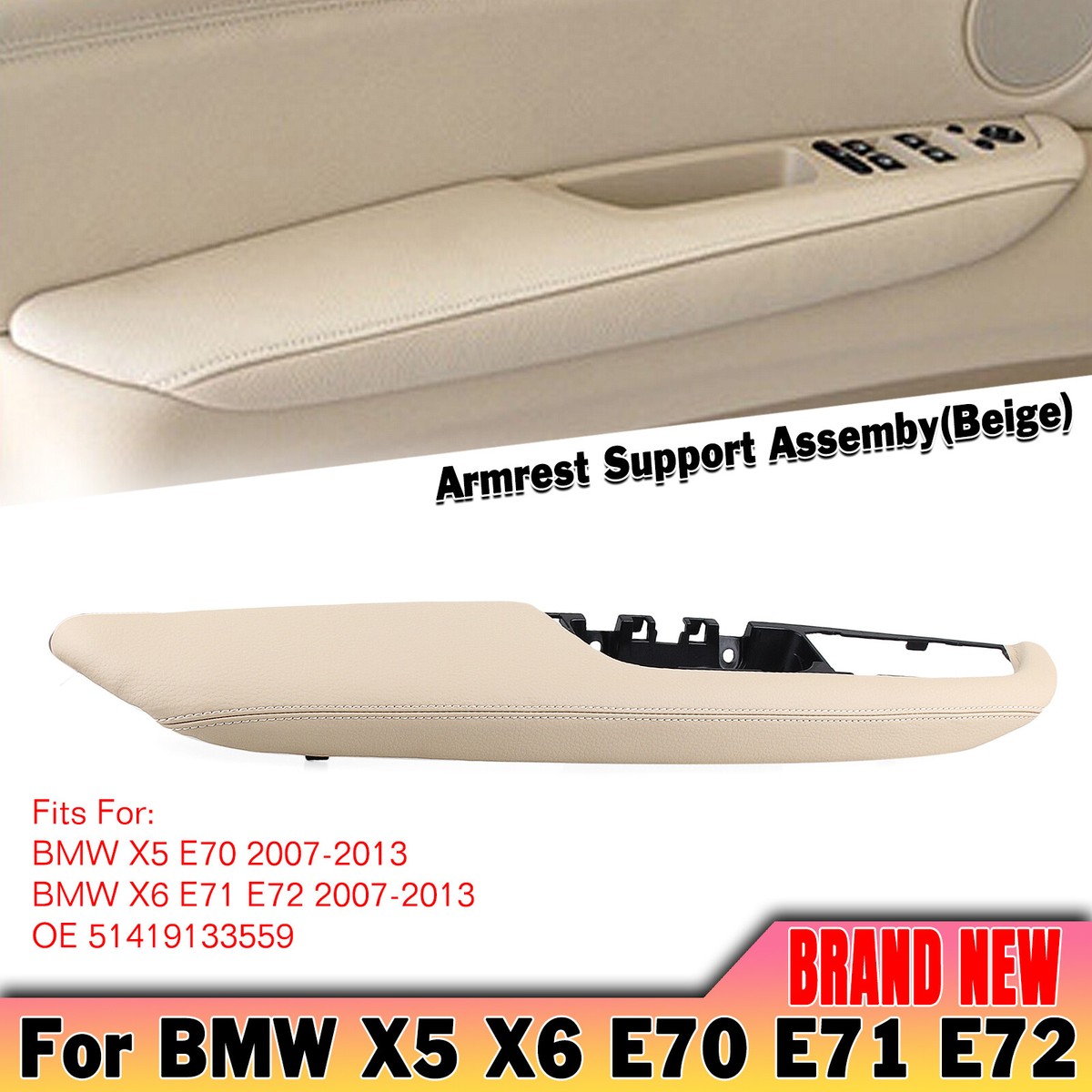 Car Front Left Door Armrest Panel Kit For BMW X5 E70 X6 E71 E72 07