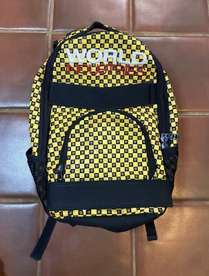 World Industries Rare Skateboard Backpack Yellow Black Checkered