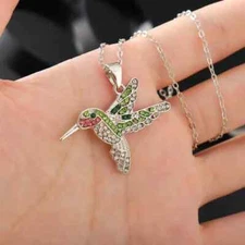 Elegant 925 Sterling Silver Charms Hummingbird Fashion Jewelry Pendant Necklace