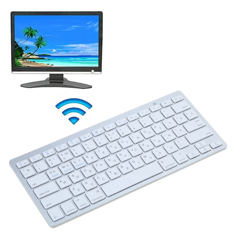 Russian Mini Wireless Bluetooth 3.0 Slim Keyboard For Windows Mac PC Tablet New - Image 2 of 4