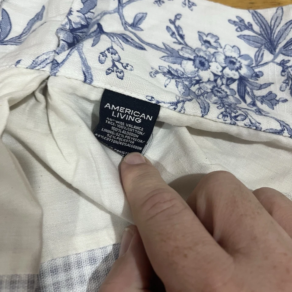 Xadrez floral American Living Valance azul Ralph Lauren 47x28” vaso sanitário em camadas - Imagem 4 de 4