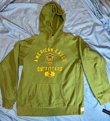 Vintage Y2K American Eagle Outfitters Green Hoodie Sweatshirt Size XL