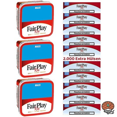 FairPlay Red Volumentabak Maxi Box 3x 300g, Xtra Hülsen