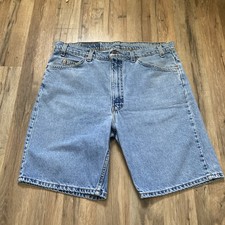 Vintage 90s Levi's White Tab 505 Denim Shorts Jorts Size 38 Retro Light Wash
