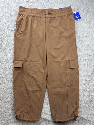 JoyLab Pants Womens XXL Brown Cargo Stretch Drawstring Athletic Nylon Spandex