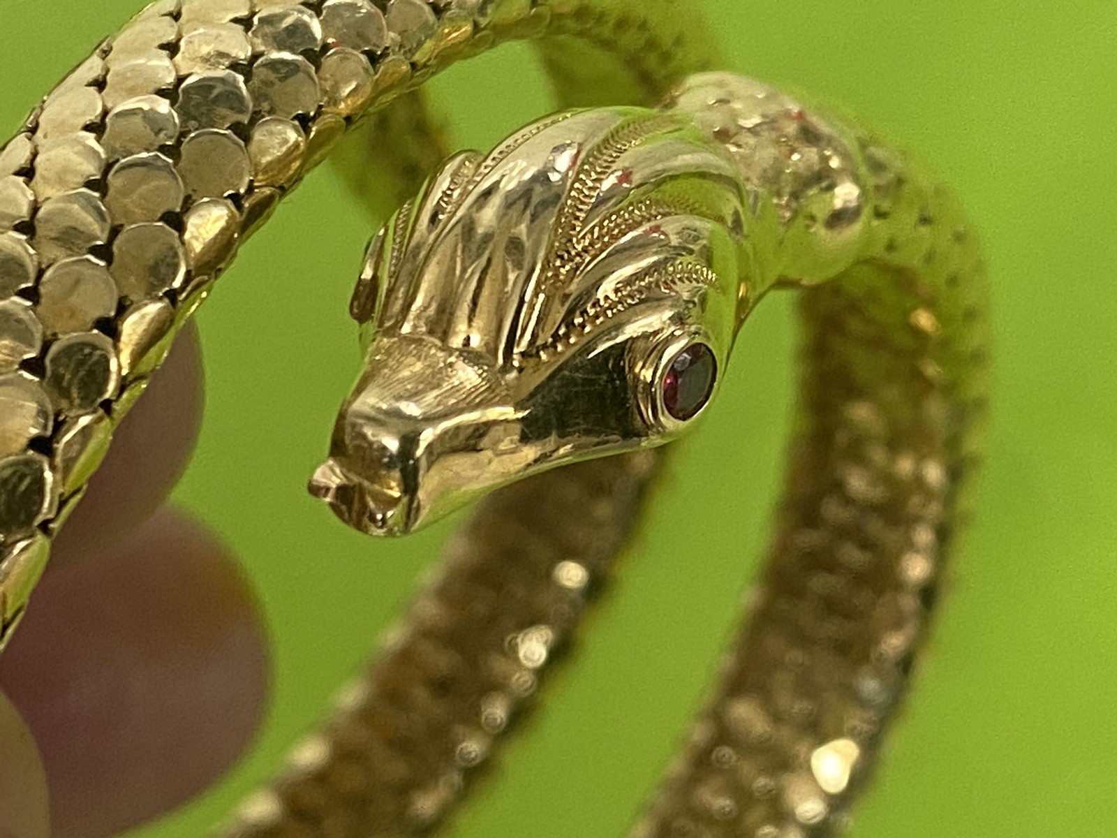 Italy Solid 18K Gold Custom Dragon 🐉 Ruby Eyes F… - image 9