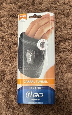 iGo Carpal Tunnel Wrist Brace Black   One Size Fits Most   Open Box Never Used