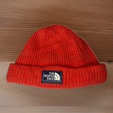 The North Face Salty Dog Beanie Unisex Adults Hat Ribbed Orange One Size Fits