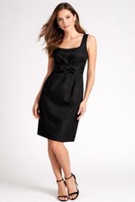 NWT ADRIANNA PAPELL Little Black Taffeta Dress  With Bow At The Waist Size 10