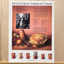 1990 Hunts Canned Tomato Sauce Vintage Print Ad Food Cooks Advert 
