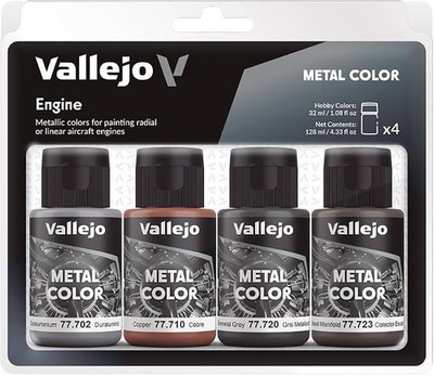 Vallejo Aircraft Engine Metal Color Paint Set (4 Colors) Hobby and Model 77.604