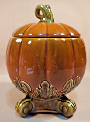 Vintage Home Interiors Pumpkin Cookie Jar Planter Fall Decor Thanksgiving