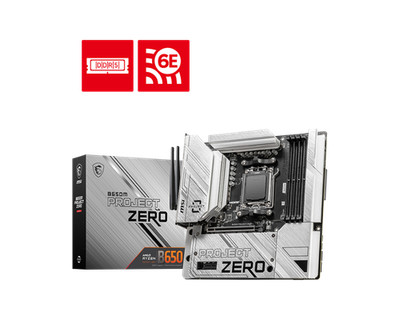 MSI B650M PROJECT ZERO MOTHERBOARD AMD/B650/AM5/mATX/4xDDR5/2xM.2/1xPCI-E(16)+1x