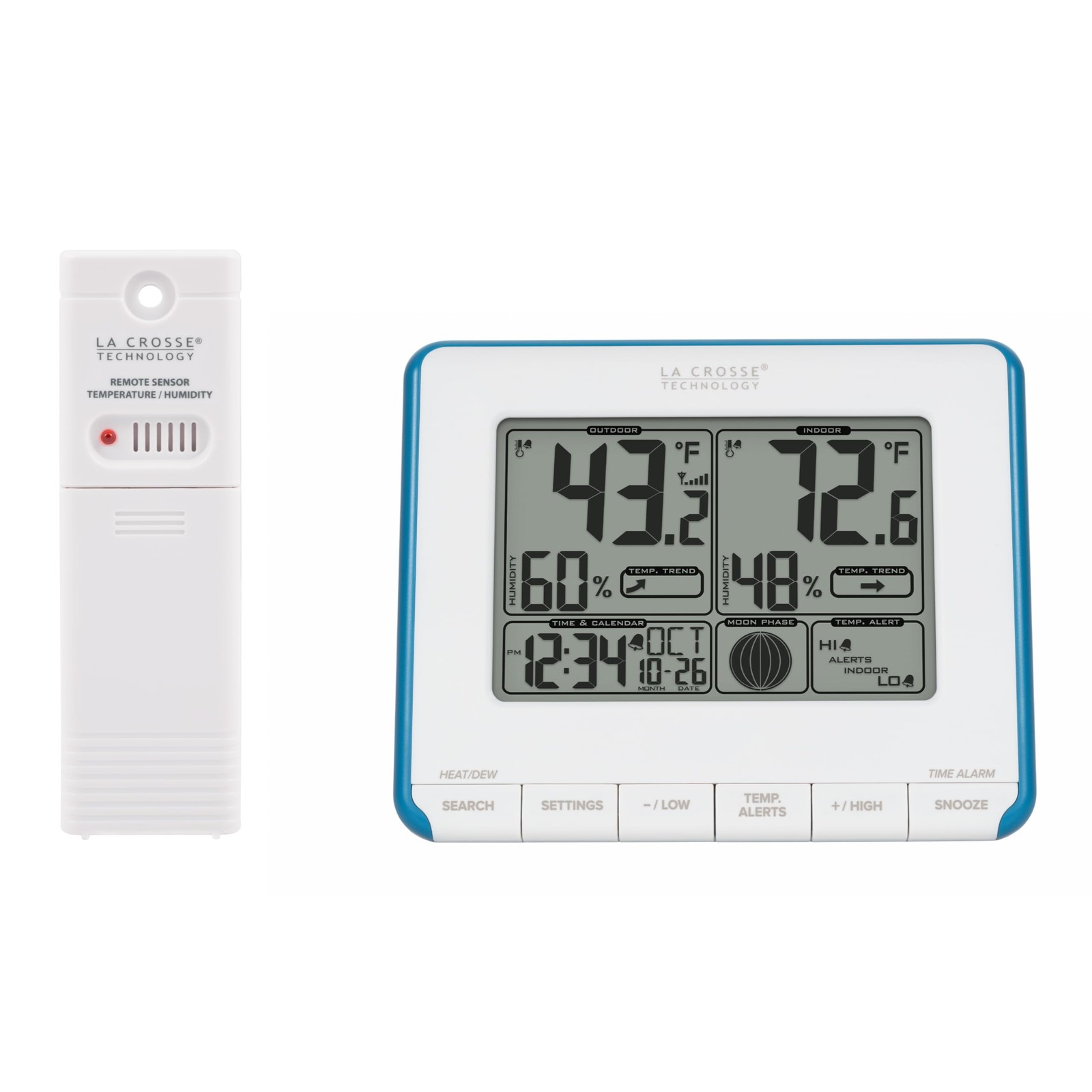 With Heat Index, Dew Point, Teal Blue/white