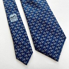 HERMES Tie silk all over pattern Horseshoe authentic made in France 1029