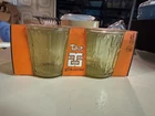 Anchor Hocking Tahiti Bamboo Honey Gold 9 oz. Glass Tumbler Vintage in Packaging