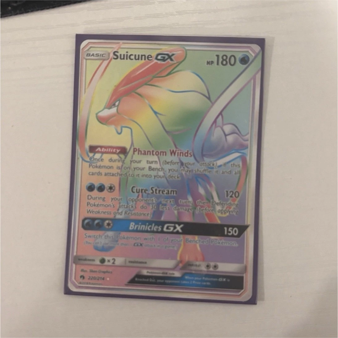 Pokemon Company Suicune GX Secret Rare 220/214 Lost Thunder Holo