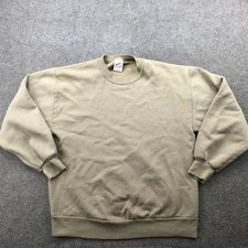 VINTAGE Jerzees Sweatshirt Mens Large Beige Crewneck Made USA Blank 90s