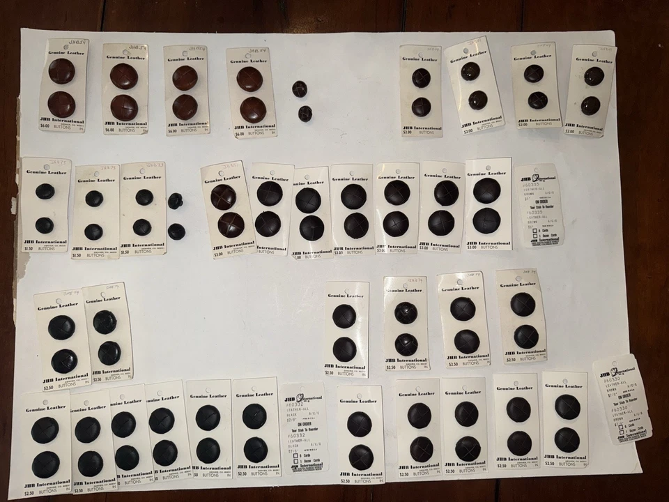 Lot of 74 Vintage JHB Brown & Black Woven Leather Dome Buttons - Image 3 of 4