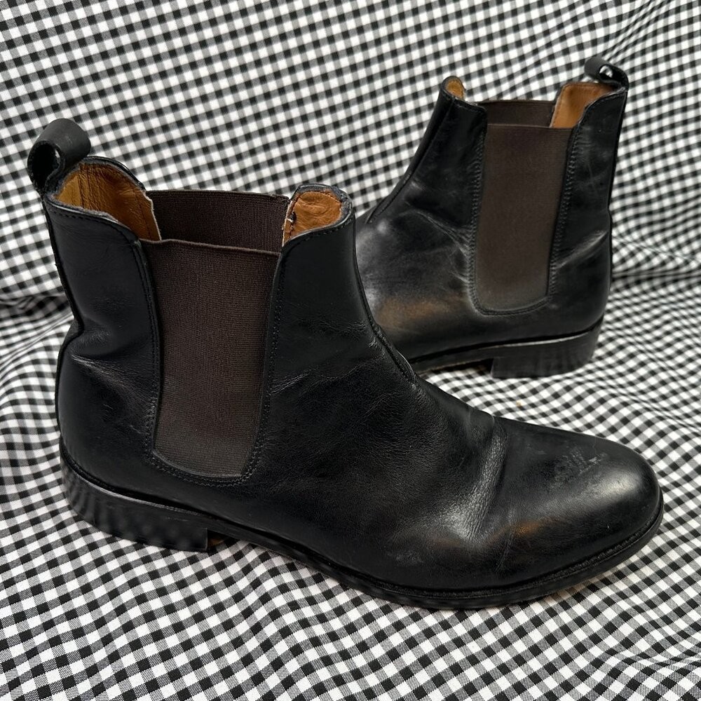 Mario Alborino Made in Italy Black Leather Mens Chelsea 
