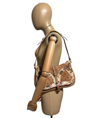 Vtg Roberto Cavalli Freedom Floral Print Faux Snakeskin Bag