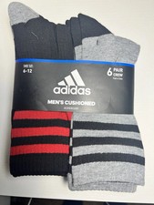 Adidas Men's Aeroready Athletic Cushioned 6-Pack Crew Socks 5156425A NEW w TAGS