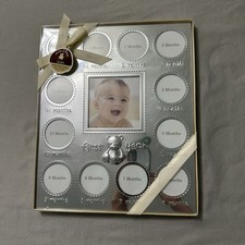 Child of Mine by Carter  s First Year Baby Photo Frame 12 Month Silver Teddy Bear