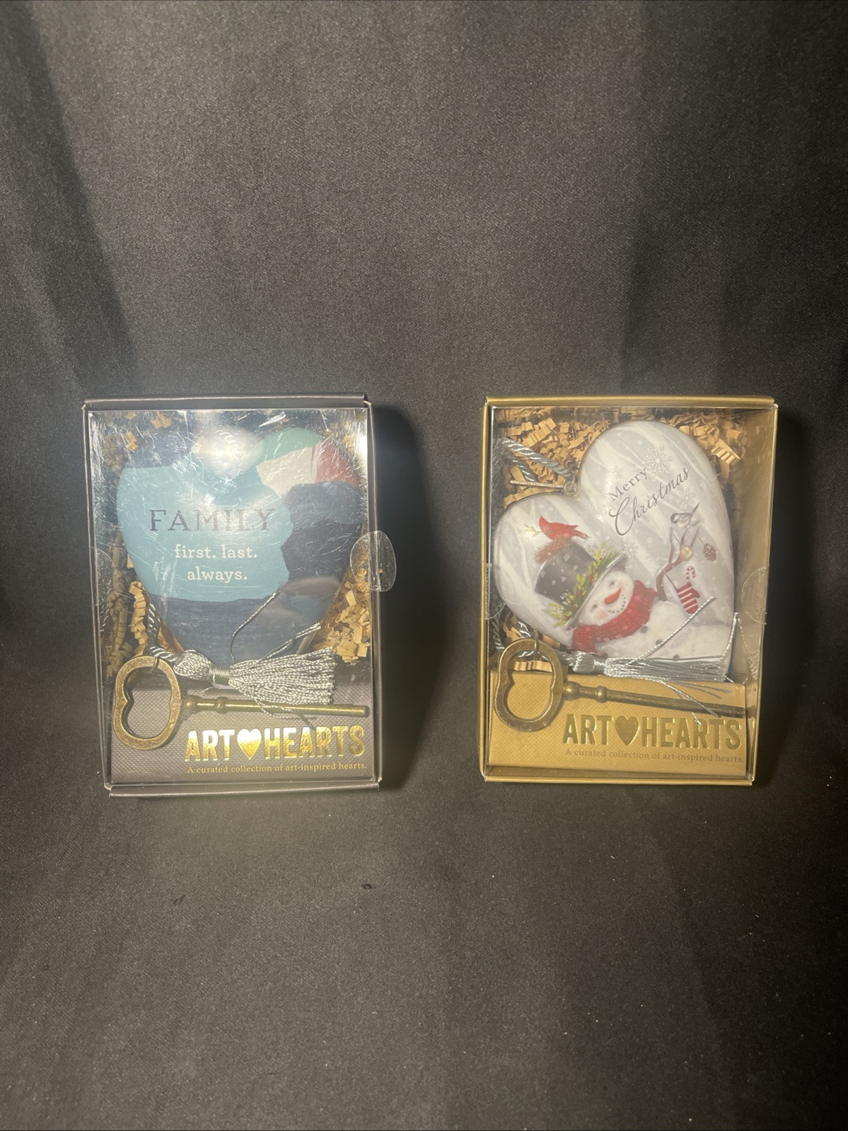 Lot Of 2 Art HEARTS By DEMDACO My Dear Friend Heart & Christmas Snowman