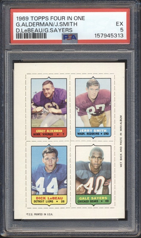1969 Topps Four In One Football Alderman / Smith / G SAYERS / LeBEAU PSA 5 EX