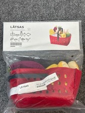 IKEA Latsas Kids Toy Food Shopping Basket Soft Fruit Vegetables Playtime Set NEW