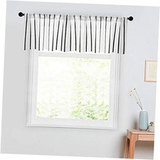 Striped Sheer Valance Curtain, Rod Pocket 54"W x 16"L Pack of 1 Black Stripe
