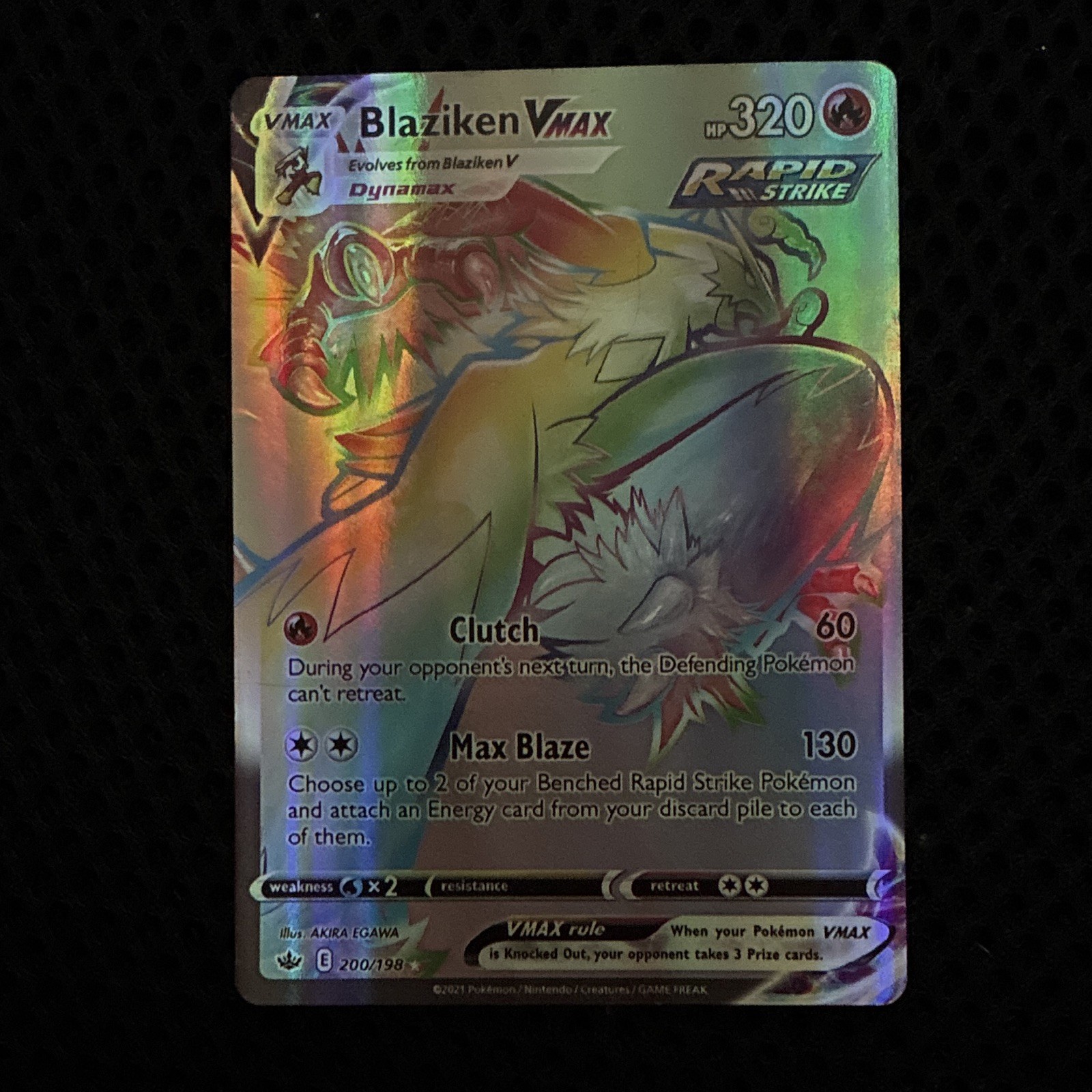 Blaziken VMAX 200/198 Secret Rare Full Art Rapid Strike Holo Chilling Reign