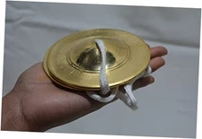 Brass Manjira Cymbals for Puja, Meditation & Kirtan | Traditional Indian Hand 