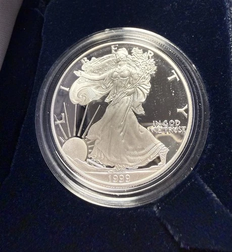 1999-P Proof American Silver Eagle Dollar $1 Box & COA US Mint Bullion OGP