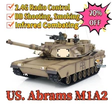 Heng Long 1/16 7.0 2.4Ghz BB Shooting Infrared Smoking RC Tank M1A2 Abrams 3918