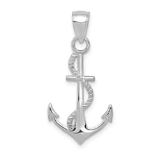 10K White Gold Gold Polished Anchor Rope Pendant