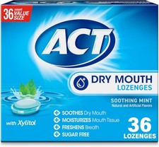 ACT Dry Mouth Lozenges with Xylitol, Soothing Mint, 36 36 Count Pack of 1 