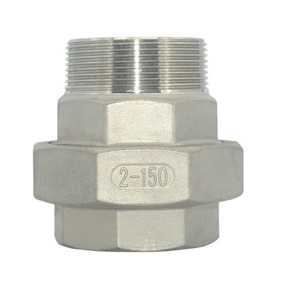 2'' in NPT Female to Male Malleable Straight Union Coupling Pipe Adapter SS 304