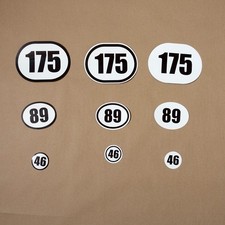 Custom Race Number Vinyl Adhesive Sticker Round Oval Ellipse Car Bike Motorbike