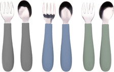 Toddler Utensils, 3 Forks 3 Spoons, 18/8 Stainless Steel Food Grade Silic...