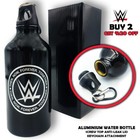 WWE Black Aluminum Water Bottle - 500ml with Anti-leak Screw Top Lid & Keychain