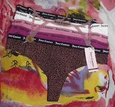 5 NEW JUICY COUTURE JC8239 5PKEF MF LOGO WAIST NO PANTY LINES THONG PANTIES XL