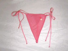 Vintage Hot Pink Sheer String Tie Panties Embroidered Flowers New Without Tags