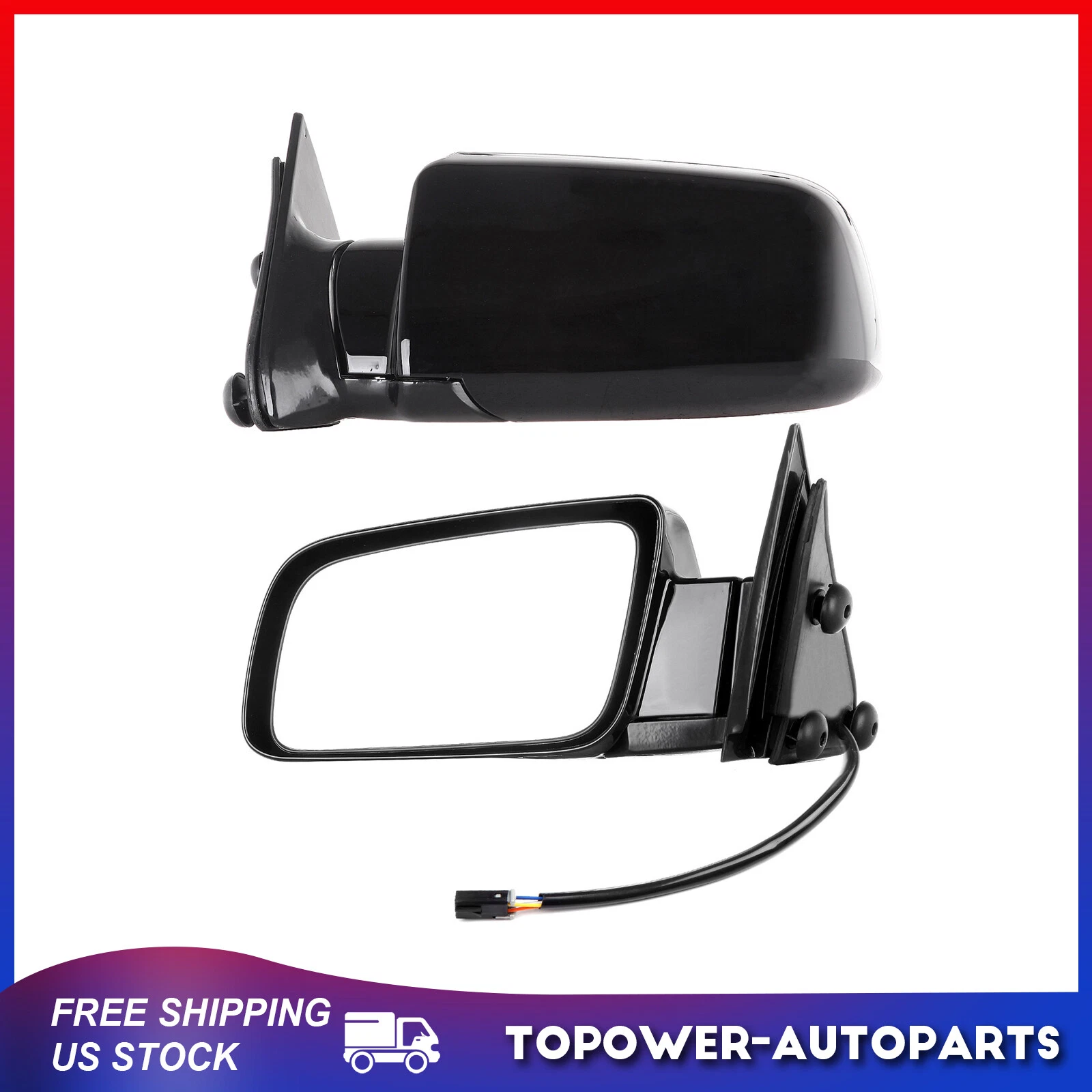 Pair Side View Power Mirrors For 1988-98 Chevy GMC C/K 92-99 Suburban Black