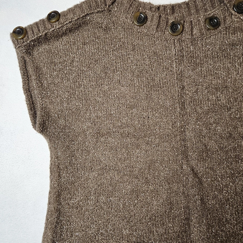 Anthropologie Kenji Wool Mohair Womens Medium Brown Crop Short Sleeve Sweater - Image 3 of 4